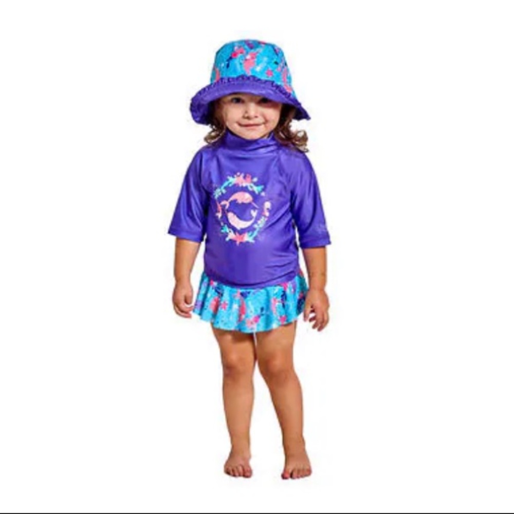 UV Skinz Girl 3-piece Swim Set, Narwhal, Purple